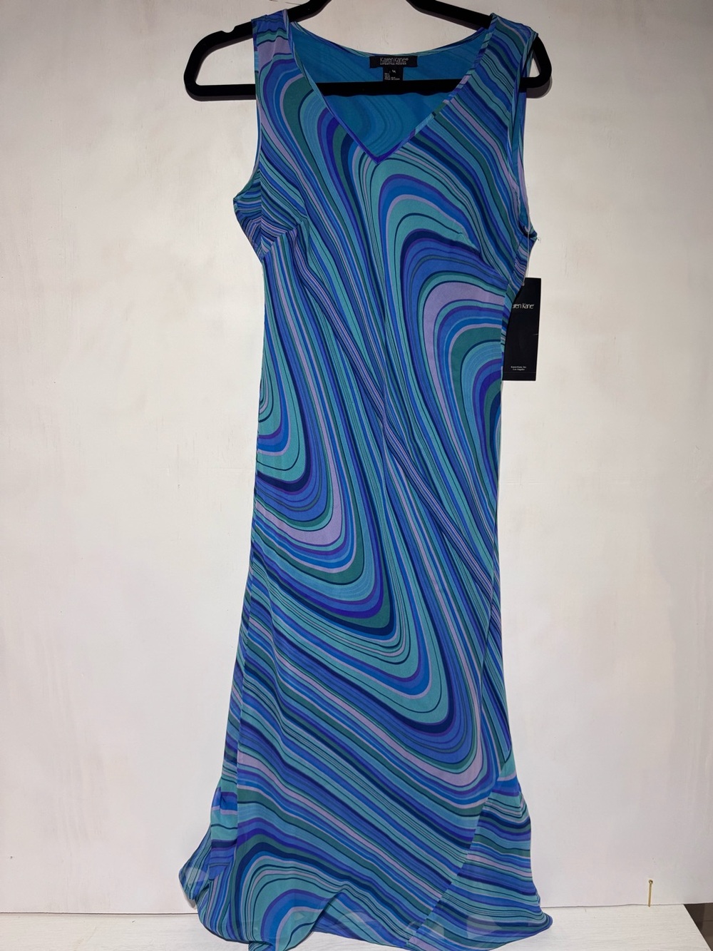 Karen Kane 100% Silk, Purple, Blue & Teal, NWT Maxi Dress